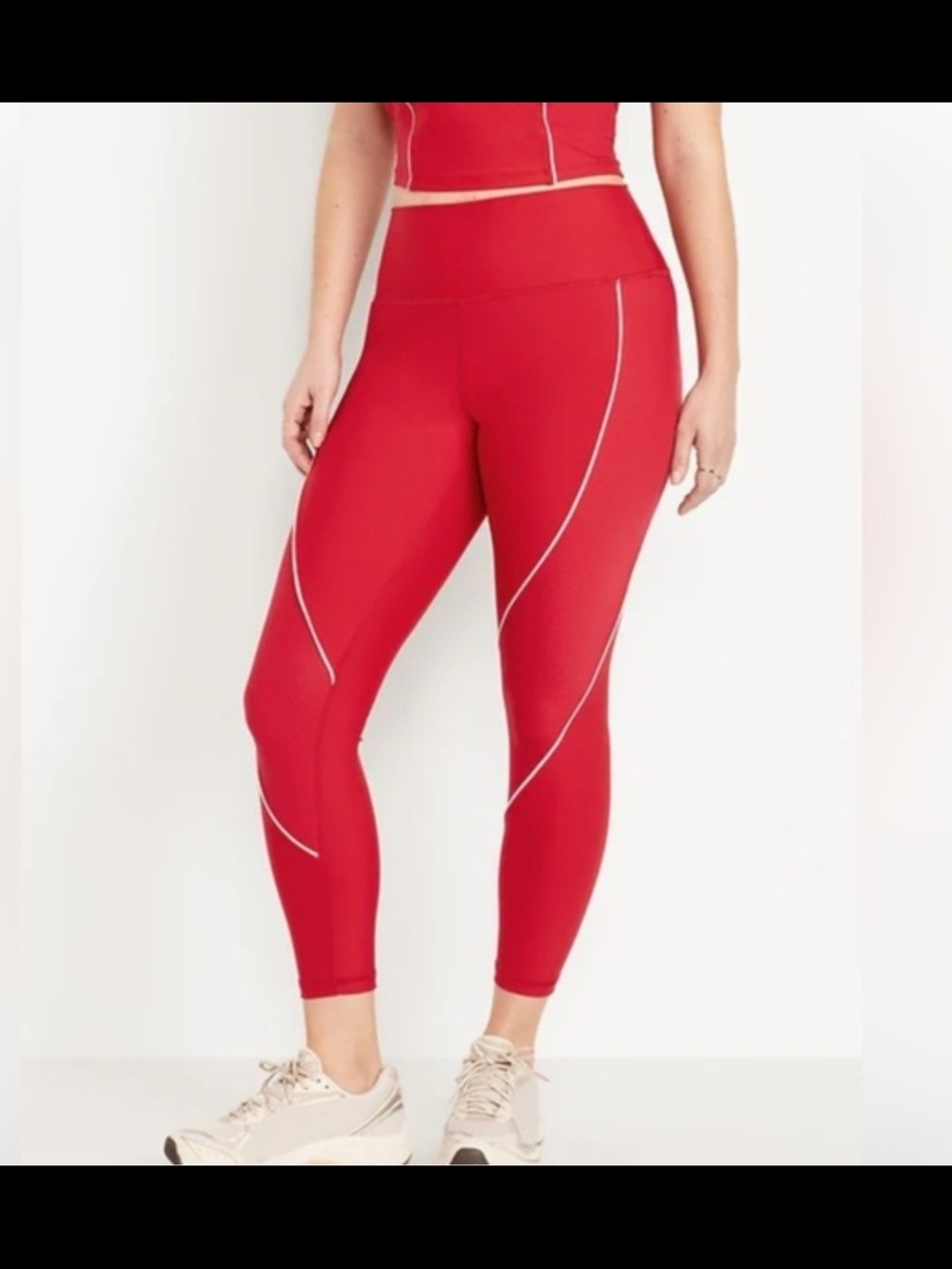 Women's Old Navy Active Powersoft High-Waist Leggings w/ White Stripes